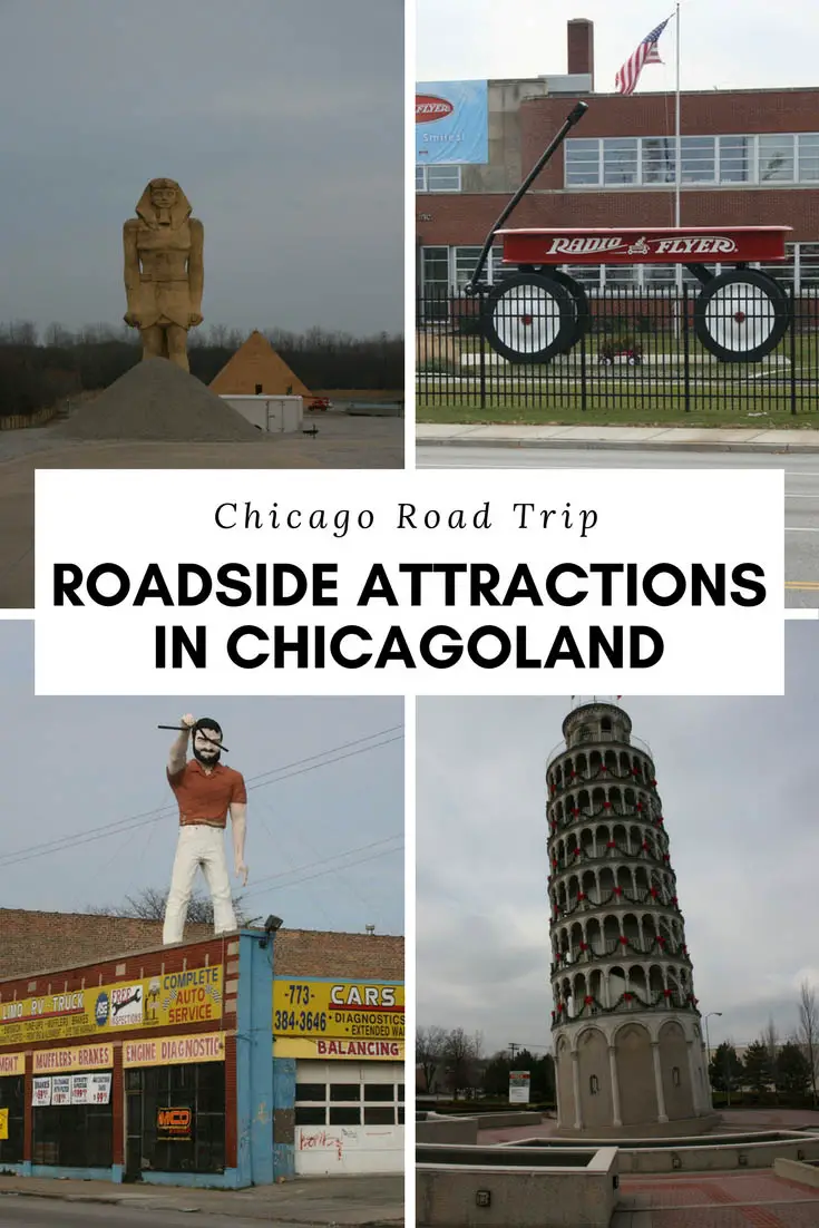 Chicago Road Trip itinerary and map with stops at all the weird roadside attractions in Chicago and nearby! Including a Ferris Bueller Garage, Golden Pyramid House, world's largest wagon, and more. Add taking a Chicago road trip to your travel bucket lists!
#IllinoisRoadsideAttractions #IllinoisRoadsideAttraction #RoadsideAttractions #RoadsideAttraction #RoadTrip #IllinoisRoadTrip #IllinoisRoadTripItinerary #IllinoisRoadTripMap #IllinoisRoadTripTravel #WeirdRoadsideAttractions #ChicagoRoadTrip