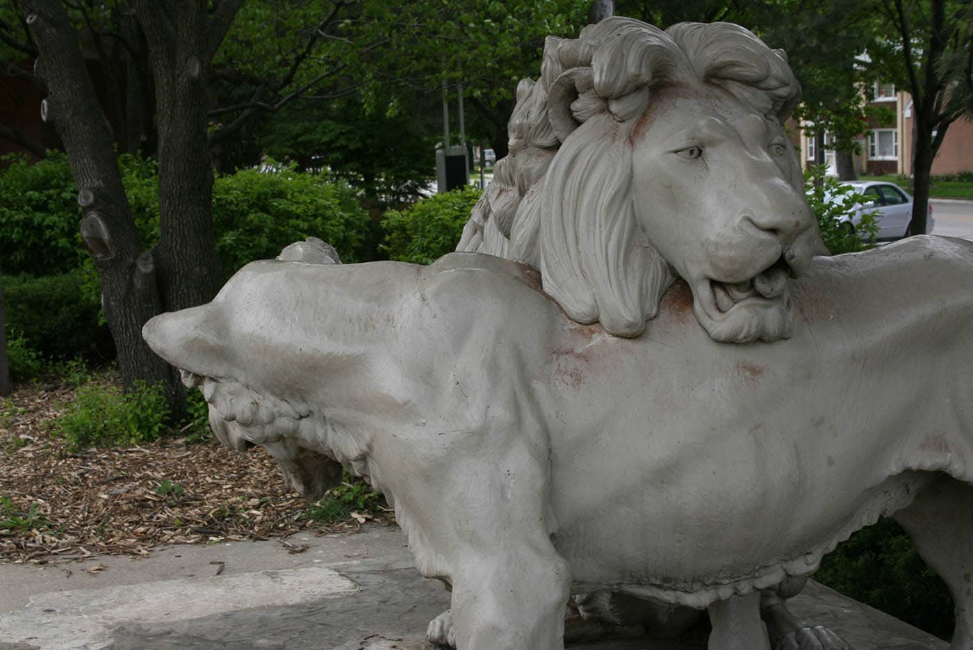 Lion Zoo Statues at the Zoo Stop in Brookfield, Illinois