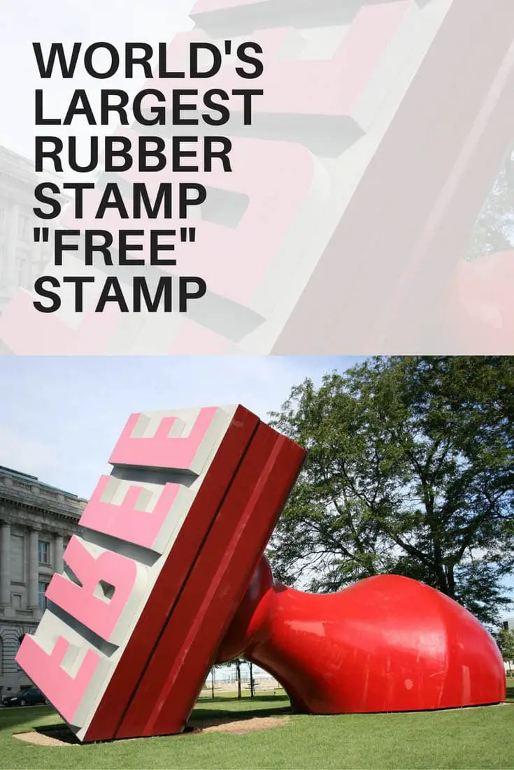 Photos of the FREE STAMP, the World's Largest Rubber Stamp in Cleveland, Ohio. Since 1991, this bright red stamp stands at 28-feet tall and 48-feet long. Does this weird roadside attraction have your STAMP of approval? Visit this Ohio road trip destination on your travels through the state and add it to your travel bucket lists and itineraries.
#OhioRoadsideAttractions #RoadsideAttractions #RoadTrip #OhioRoadTrip #OhioRoadTripDestinations #WeirdRoadsideAttractions #RoadTripStops