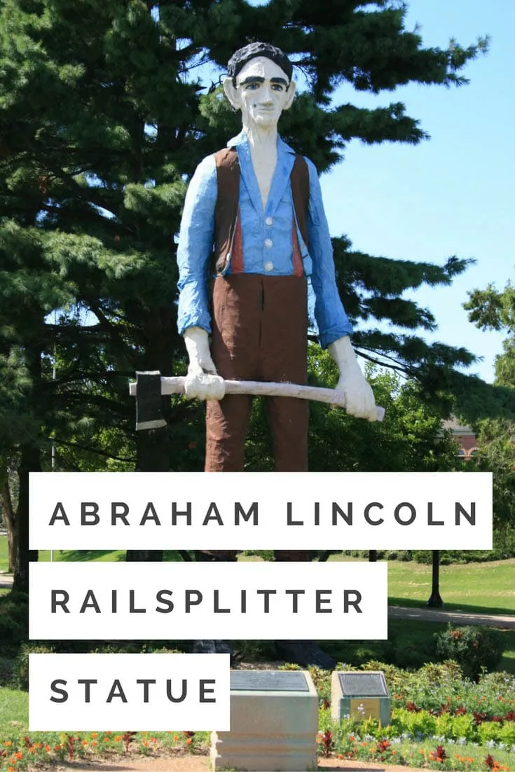 Abraham Lincoln The Railsplitter Statue, a 30-foot tall ax-wielding fiberglass young Abraham Lincoln at the Illinois State Fairgrounds in Springfield, IL. Visit this weird roadside attraction on an Illinois road trip or on your Route 66 travels. A fun stop on a weekend getaway in Springfield or a trip to the state fair. A fun thing to do in Illinois to add to your travel itinerary and bucket lists.
#IllinoisRoadsideAttractions #RoadsideAttractions #RoadTrip #IllinoisRoadTrip #RoadTripStops