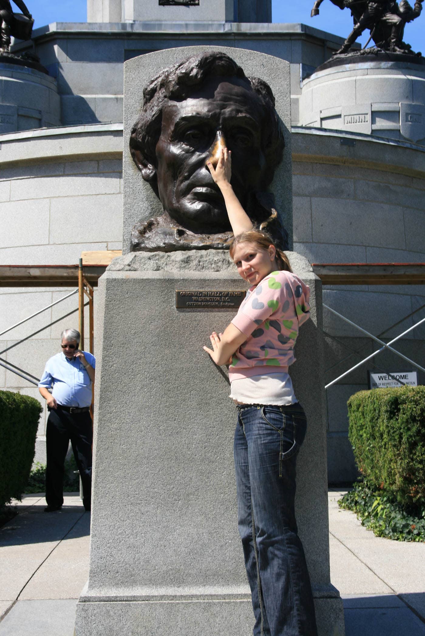 Abraham Lincoln's Lucky Nose in Springfield, Illinois - rub Lincoln's nose for good luck at Oak Ridge Cemetery in Springfield, Illinois