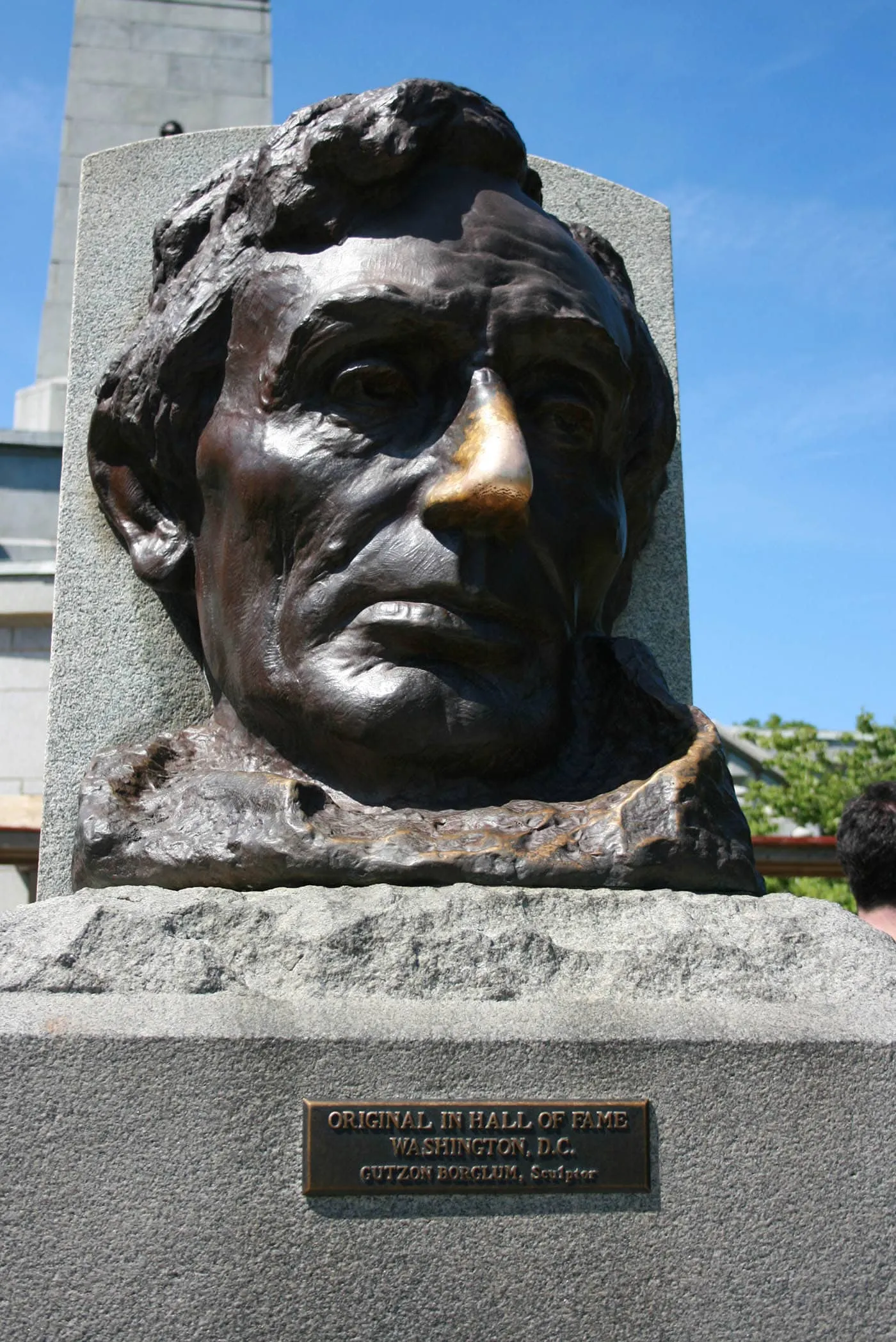 Abraham Lincoln's Lucky Nose in Springfield, Illinois - rub Lincoln's nose for good luck at Oak Ridge Cemetery in Springfield, Illinois