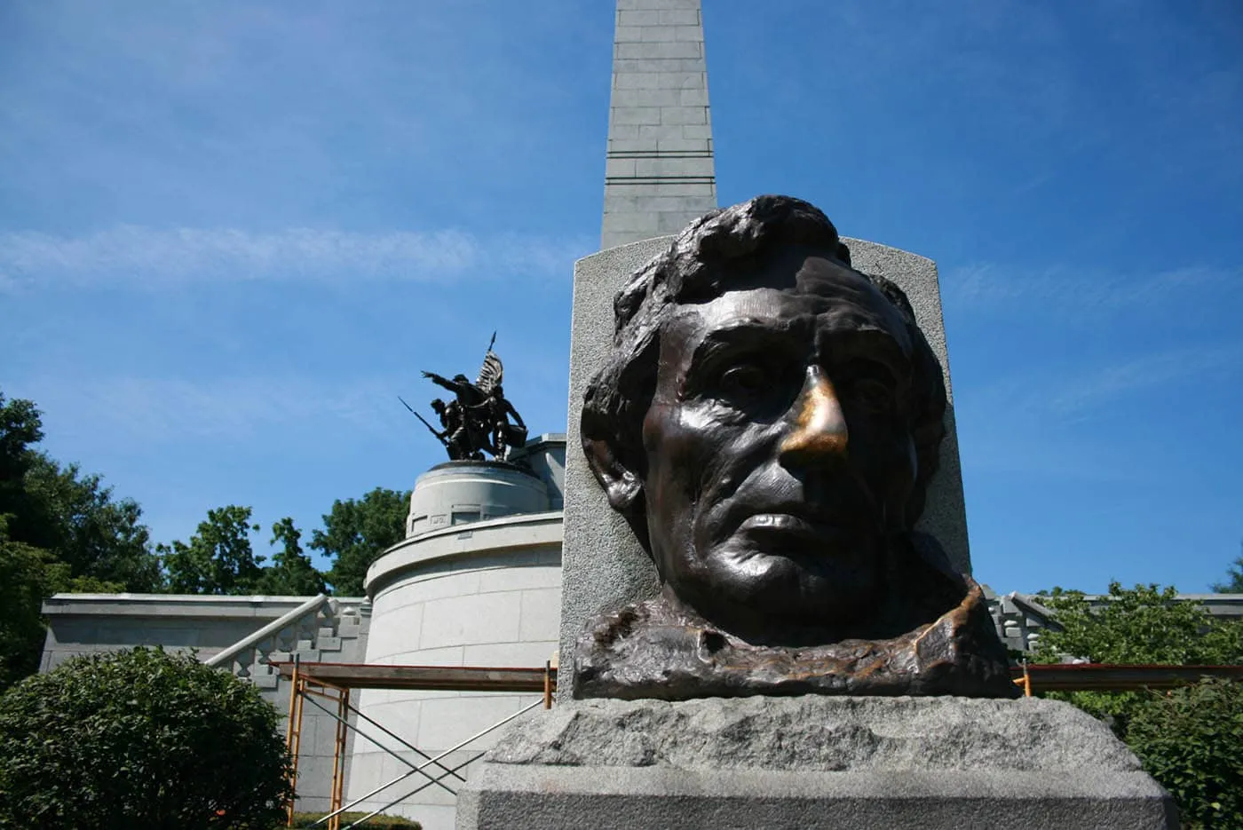Abraham Lincoln's Lucky Nose in Springfield, Illinois - rub Lincoln's nose for good luck at Oak Ridge Cemetery in Springfield, Illinois