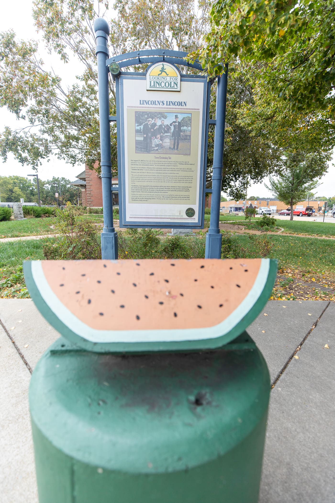 Abraham Lincoln Watermelon Monument in Lincoln, Illinois Route 66 roadside attraction