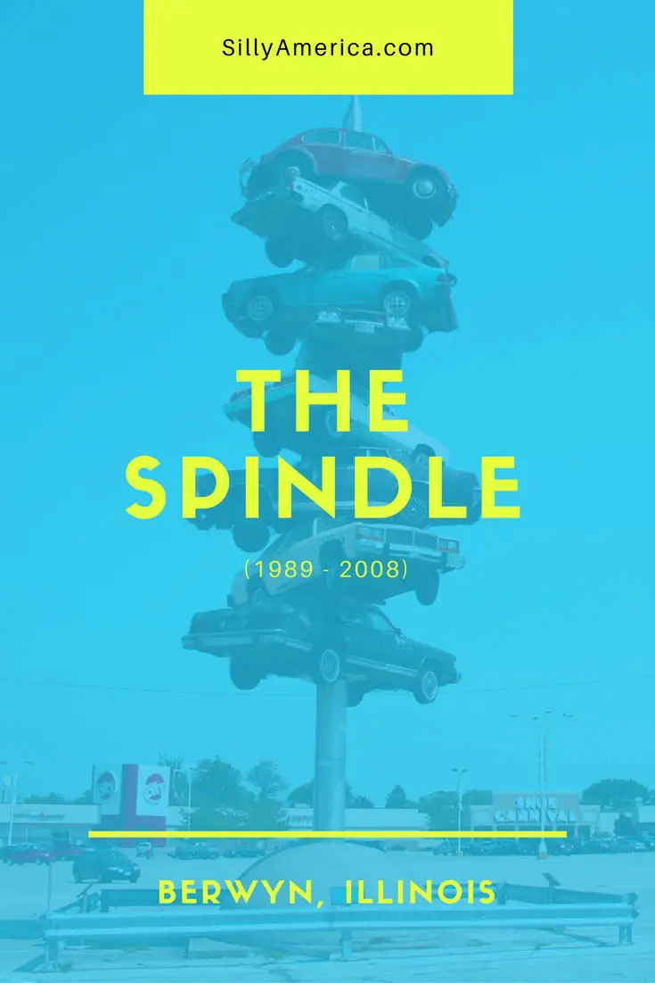 The Spindle (AKA car kabob, cars on a spike) at Cermak Plaza in Berwyn, Illinois as featured in Wayne's World. Constructed in 1989 it was torn down in 2008. This was once the best roadside attraction in Illinois and a bucket list worthy Illinois road trip stop.
#IllinoisRoadsideAttractions #IllinoisRoadsideAttraction #RoadsideAttractions #RoadsideAttraction #RoadTrip #WeirdRoadsideAttractions #RoadTripStops #USARoadsideAttractions #AmericanRoadsideAttractions #USA #America