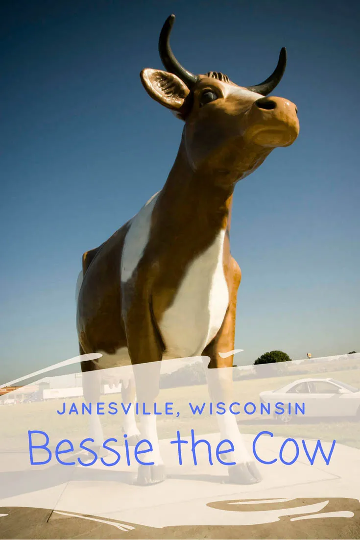 What do you call a cow with no legs? Ground beef? What do you call a giant fiberglass cow with four giant legs in Janesville, Wisconsin? Bessie the Cow. This big bovine roadside attraction is sure to MOO-VE you! This place to see in Wisconsin is a weird roadside attraction perfect for any Wisconsin road trip itinerary or travel bucket list.
#WisconsinRoadsideAttractions #WisconsinRoadsideAttraction #RoadsideAttractions #RoadsideAttraction #RoadTrip #WisconsinRoadTrip #WeirdRoadsideAttractions