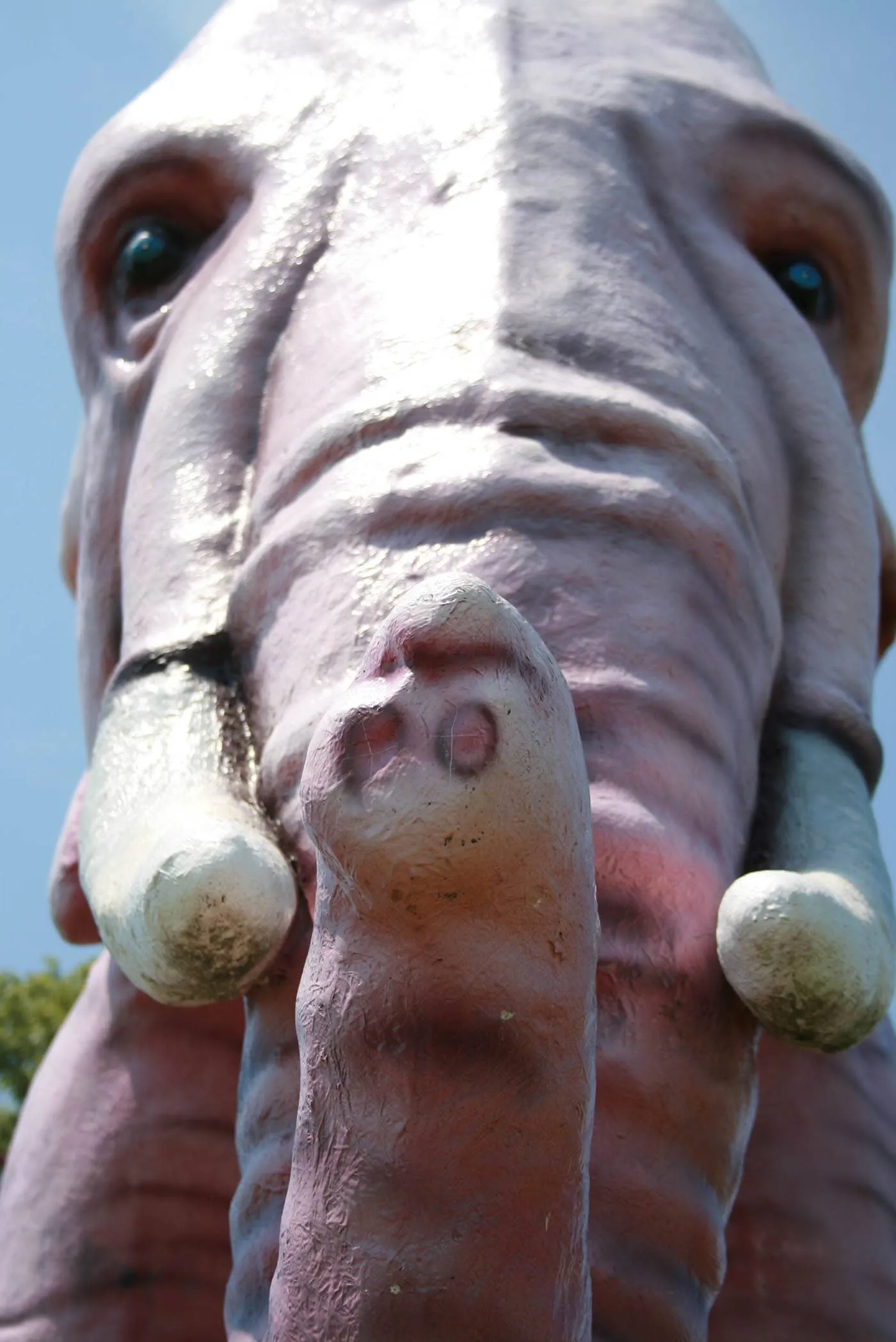 Fiberglass Pink Elephant - a roadside attraction at Pink Elephant Antique Mall in Livingston, Illinois