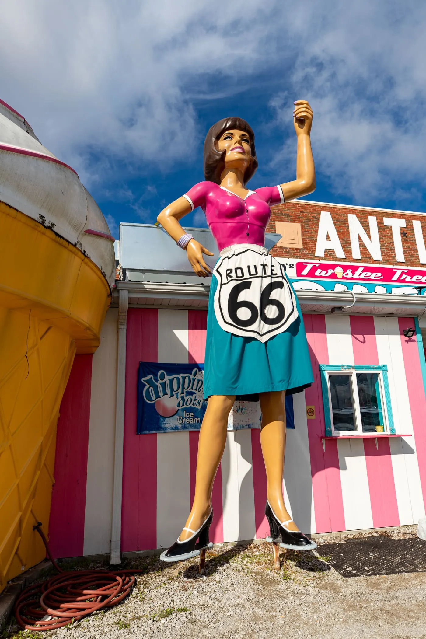 Waitress Uniroyal Gal at the Pink Elephant Antique Mall in Livingston, Illinois - Route 66 Roadside Attraction