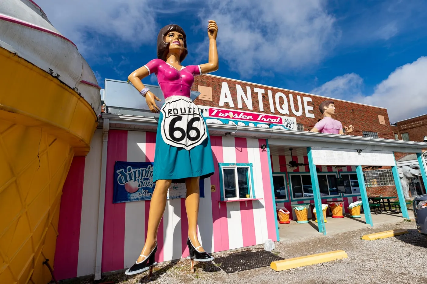 Waitress Uniroyal Gal at the Pink Elephant Antique Mall in Livingston, Illinois - Route 66 Roadside Attraction