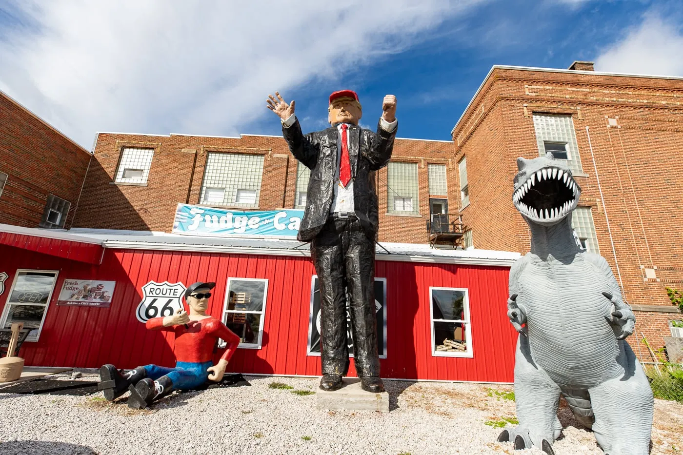 Giant Donald Trump at the Pink Elephant Antique Mall in Livingston, Illinois - Route 66 Roadside Attraction