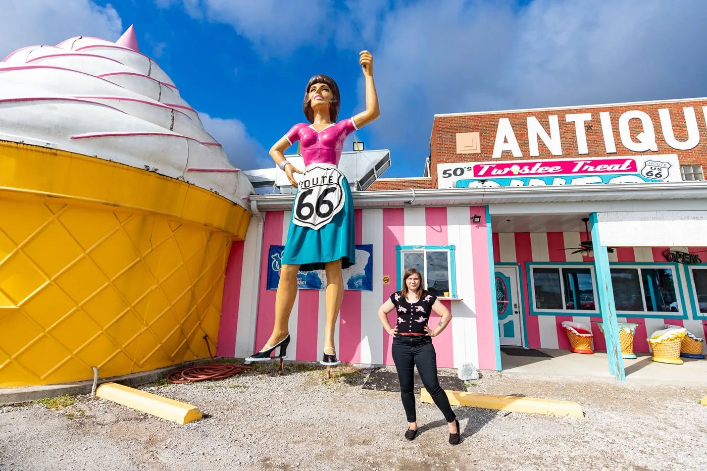 Waitress Uniroyal Gal at the Pink Elephant Antique Mall in Livingston, Illinois - Route 66 Roadside Attraction