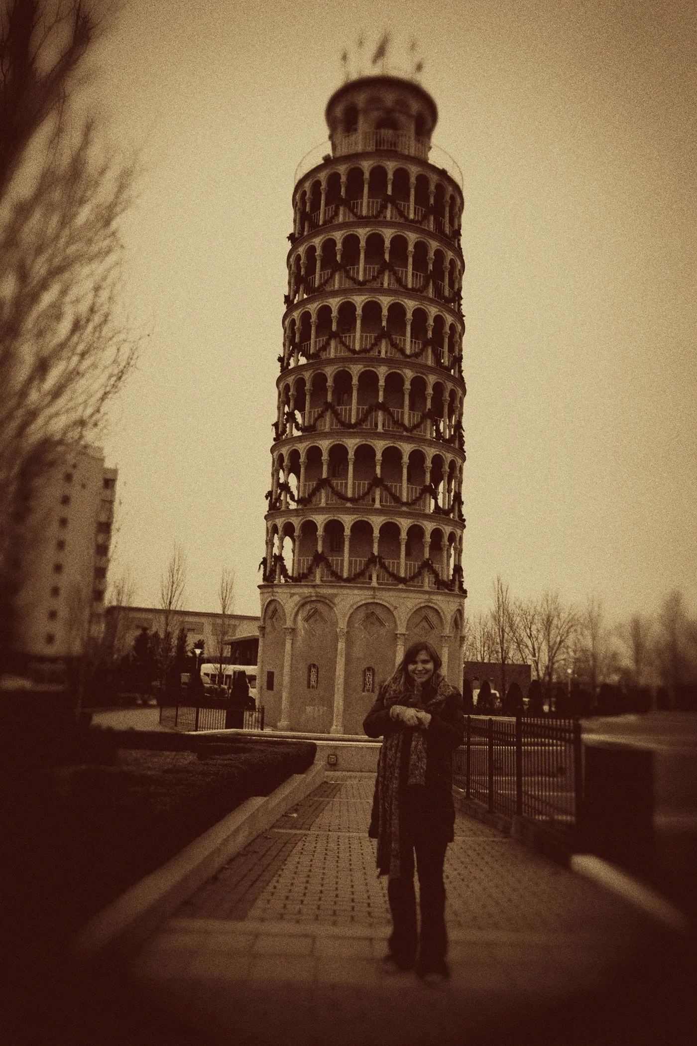 Leaning Tower of Niles - a roadside attraction in Niles, Illinois