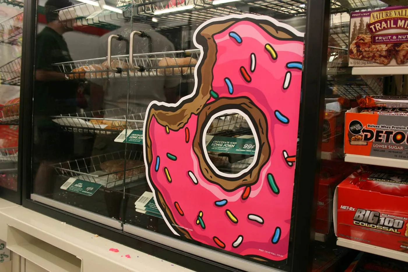 Pink donuts at The Simpsons 7-Eleven Kwik-E-Mart in Chicago, Illinois