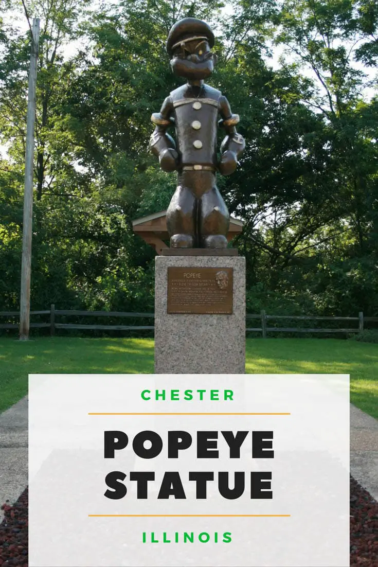 A six-foot, 900 lb. bronze Popeye statue in Segar Memorial Park, overlooking the Mississippi River, in Chester, Illinois, the Home of Popeye the Sailor Man. Don't miss this town full of weird roadside attractions devoted to Popeye. Add this place to visit in Illinois to your travel bucket lists and Illinois road trip itinerary.
#IllinoisRoadsideAttractions #IllinoisRoadsideAttraction #RoadsideAttractions #RoadsideAttraction #RoadTrip #IllinoisRoadTrip #WeirdRoadsideAttractions #RoadTripStops