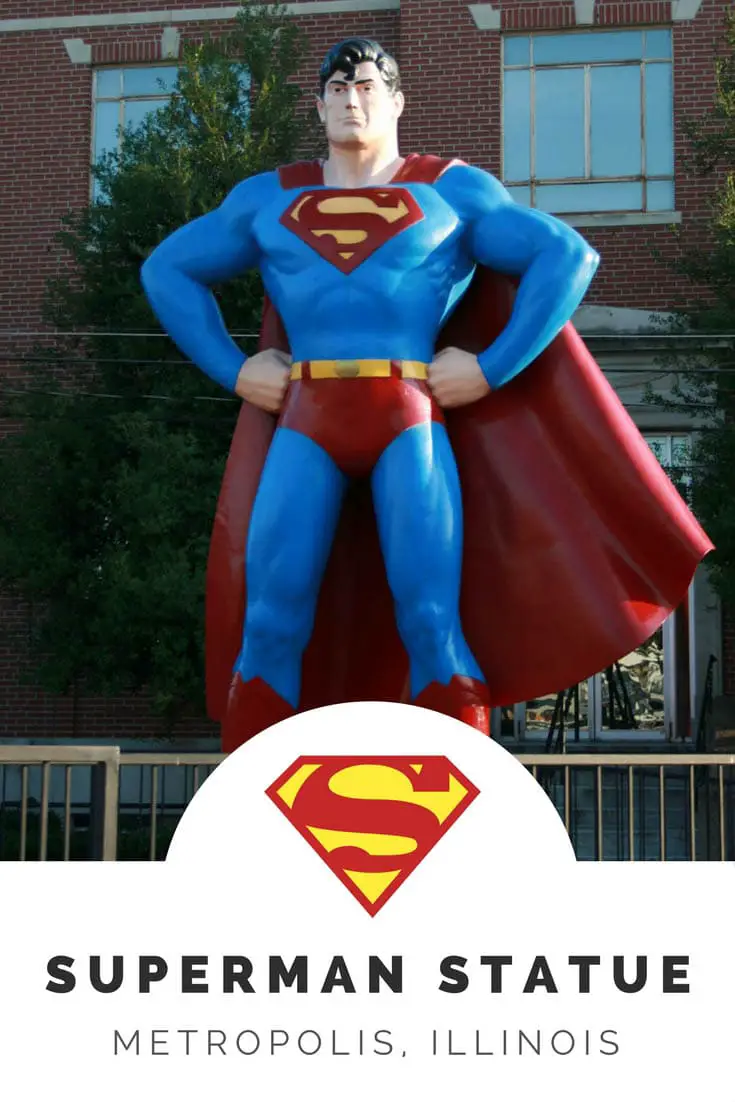 Check out the a life size version of the Man of Steel himself - a giant Superman statue in Metropolis, Illinois — hometown of the famed superhero. Located in "Superman Square" this icon stands tall for truth, justice, and the American way. And makes a great weird roadside attraction to visit on your Illinois road trip. Add it to your vacation travel itinerary and travel bucket lists!
#IllinoisRoadsideAttractions #RoadsideAttractions #RoadTrip #IllinoisRoadTrip #WeirdRoadsideAttractions