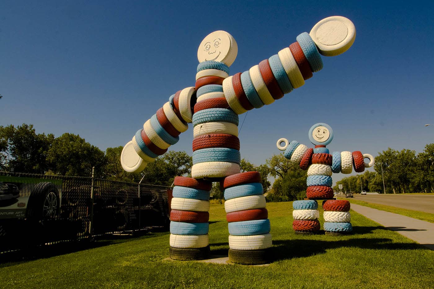 Men made from tires, a roadside attraction in Rapid City, South Dakota