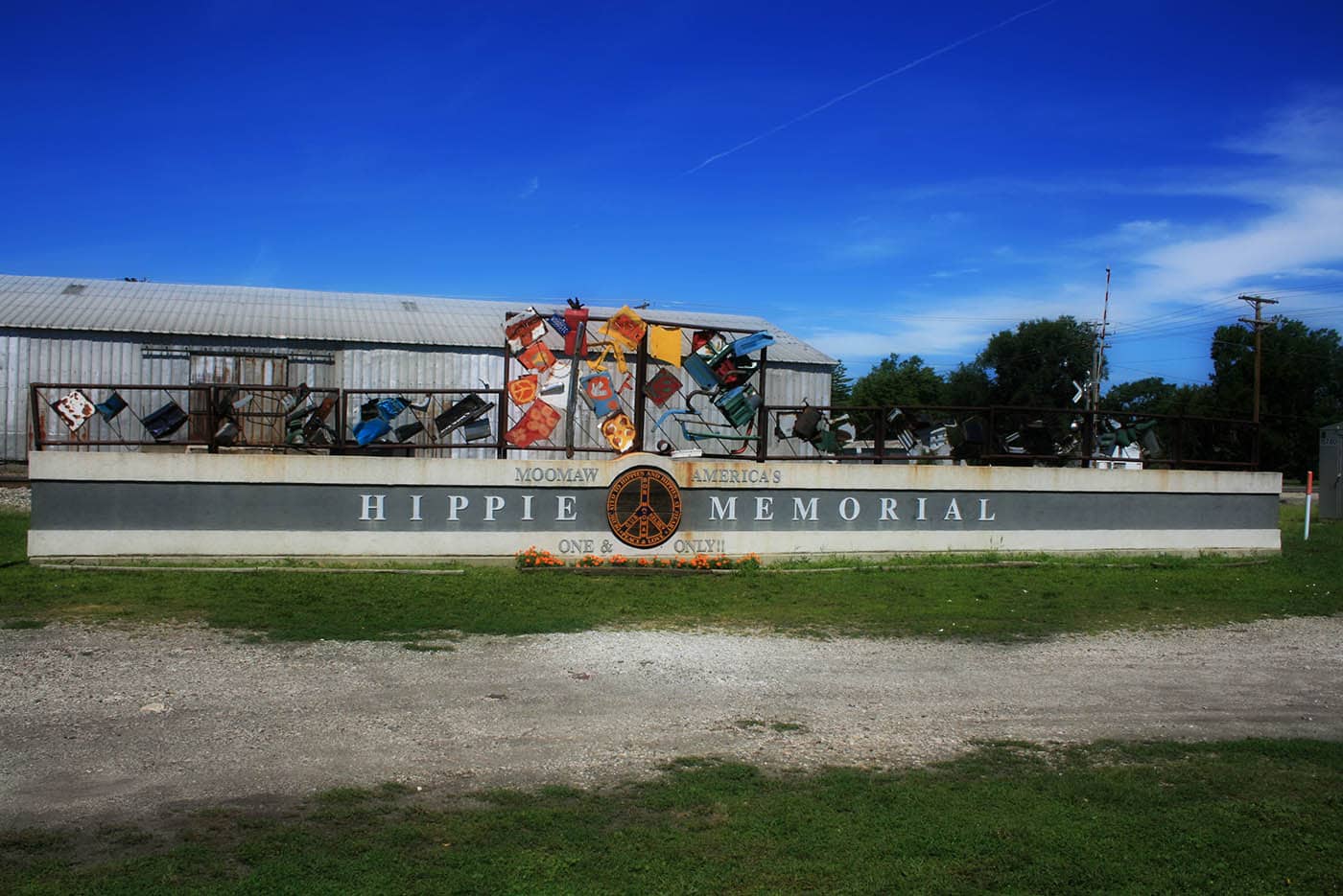 Moomaw America's Hippie Memorial, the one and only Hippie Memorial, a roadside attraction in Arcola, Illinois