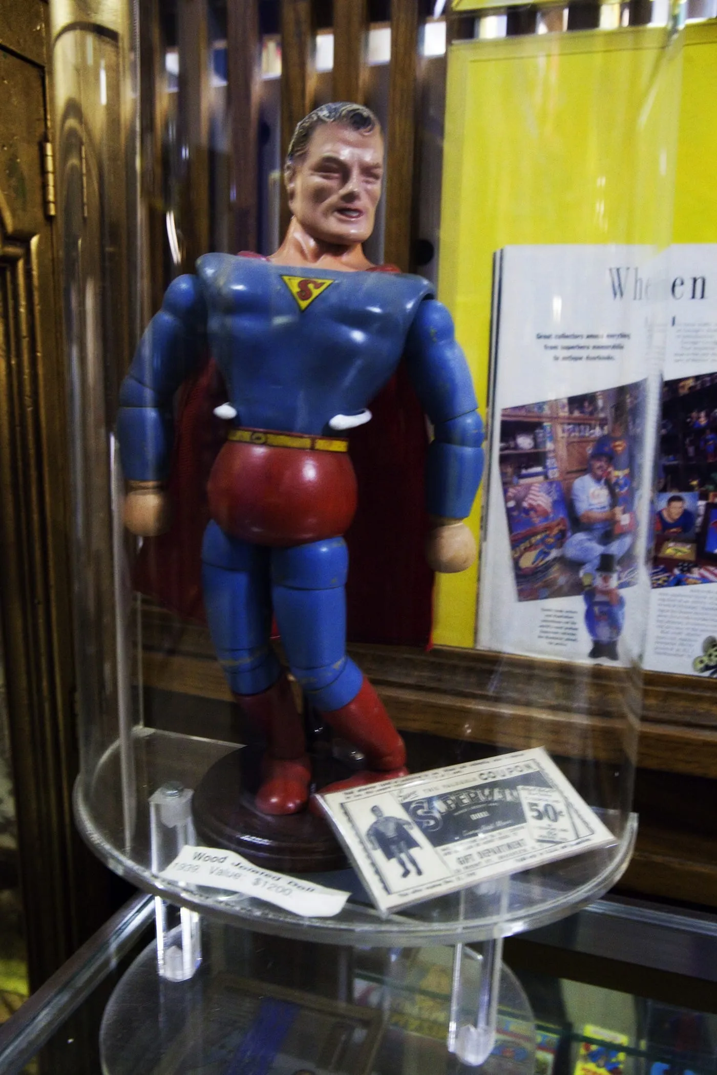 Wooden Superman doll at the Super Museum in Metropolis, Illinois.