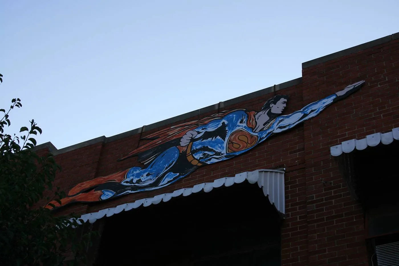 Flying Superman in Superman Square in Metropolis, Illinois