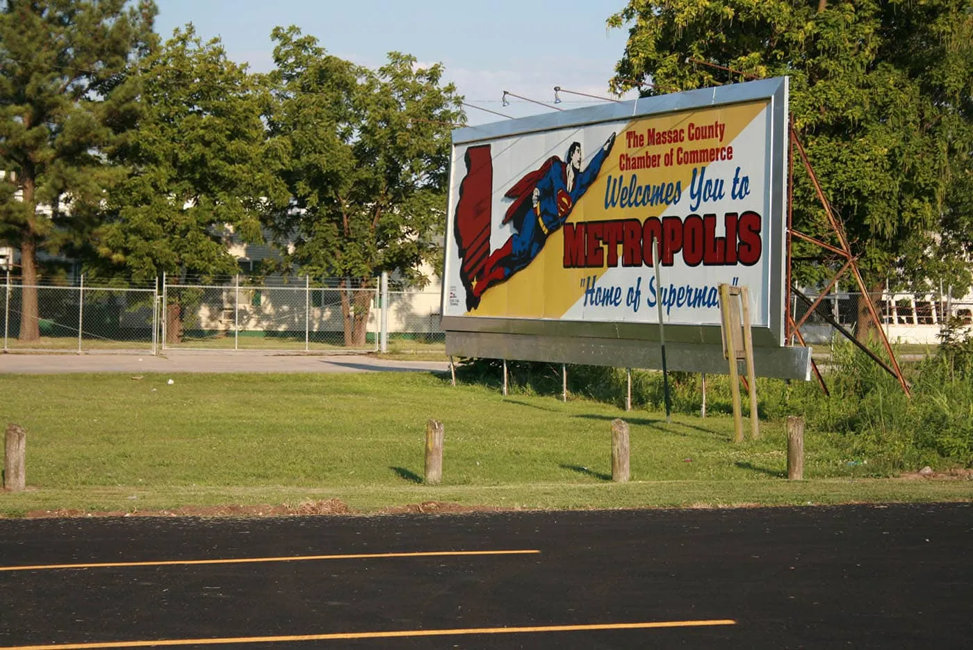 Welcome sign: Metropolis, Illinois: Home of Superman