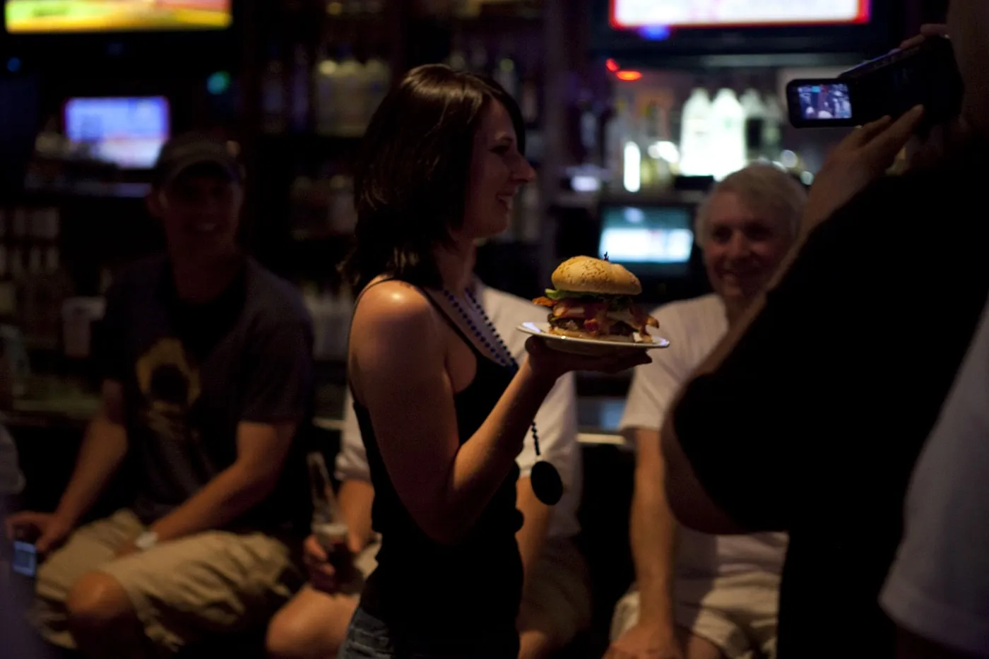 Guinness World Record for Biggest Hamburger at Mallie's Sport Bar and Grill in Southgate, Michigan