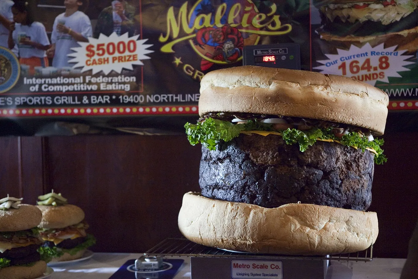 Guinness World Record for Biggest Hamburger at Mallie's Sport Bar and Grill in Southgate, Michigan
