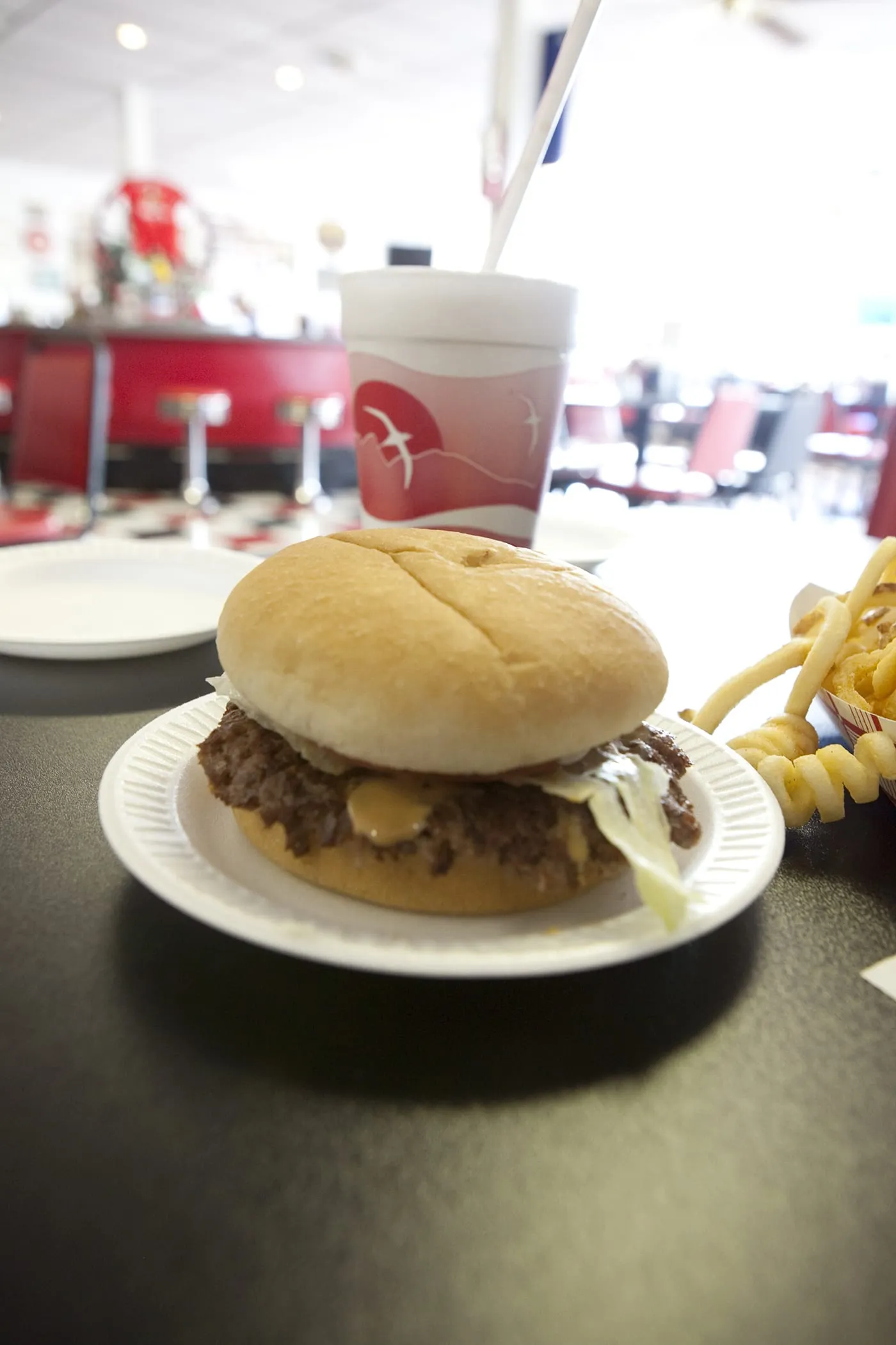 Guberburger at The Wheel Inn in Sedalia, Missouri - A Hamburger topped with Peanut Butter 