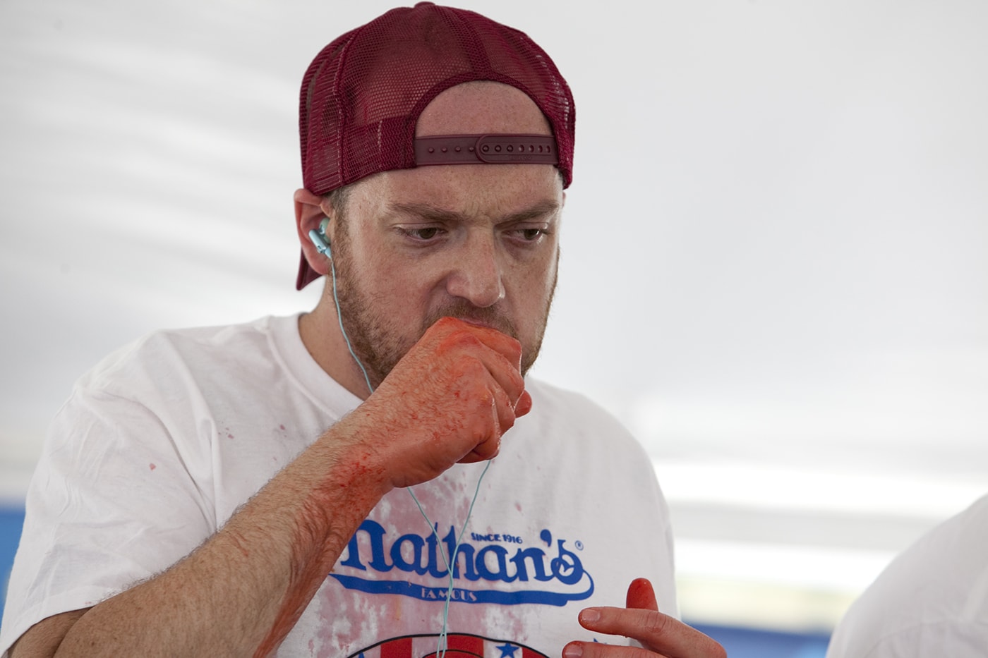 Tim Gravy Brown at a Hot Dog Eating Qualifying Contest in Kansas City, Missouri.