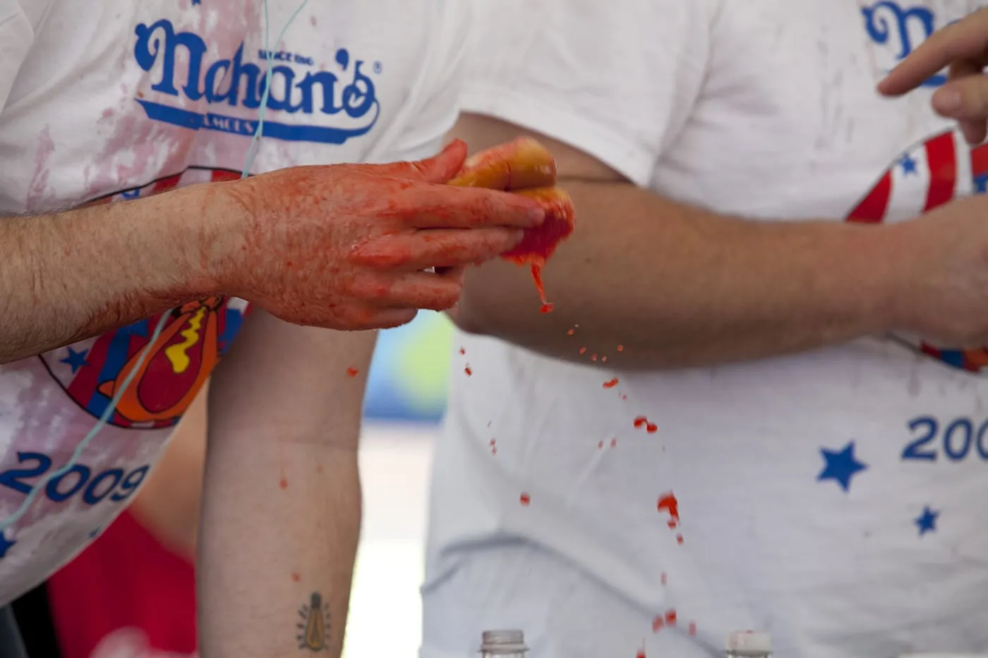 Tim Gravy Brown at a Hot Dog Eating Qualifying Contest in Kansas City, Missouri.