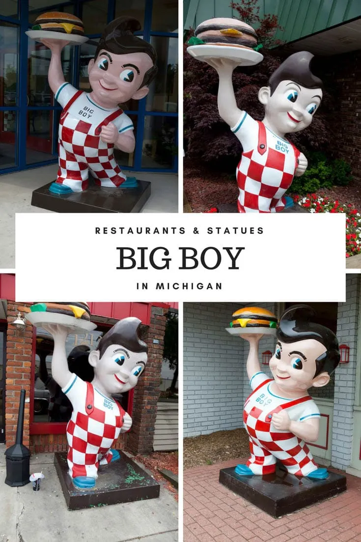 Photo recap of Big Boy statues throughout Michigan. These iconic roadside attractions sit outside Big Boy restaurants across the state and country. It's a thing to do in the state: stop by for a road trip meal on your Michigan road trip or vacation and check out the weird roadside attractions while you're there!
#MichiganRoadsideAttractions #MichiganRoadsideAttraction #RoadsideAttractions #RoadsideAttraction #RoadTrip #MichiganRoadTrip #WeirdRoadsideAttractions #RoadTripStops