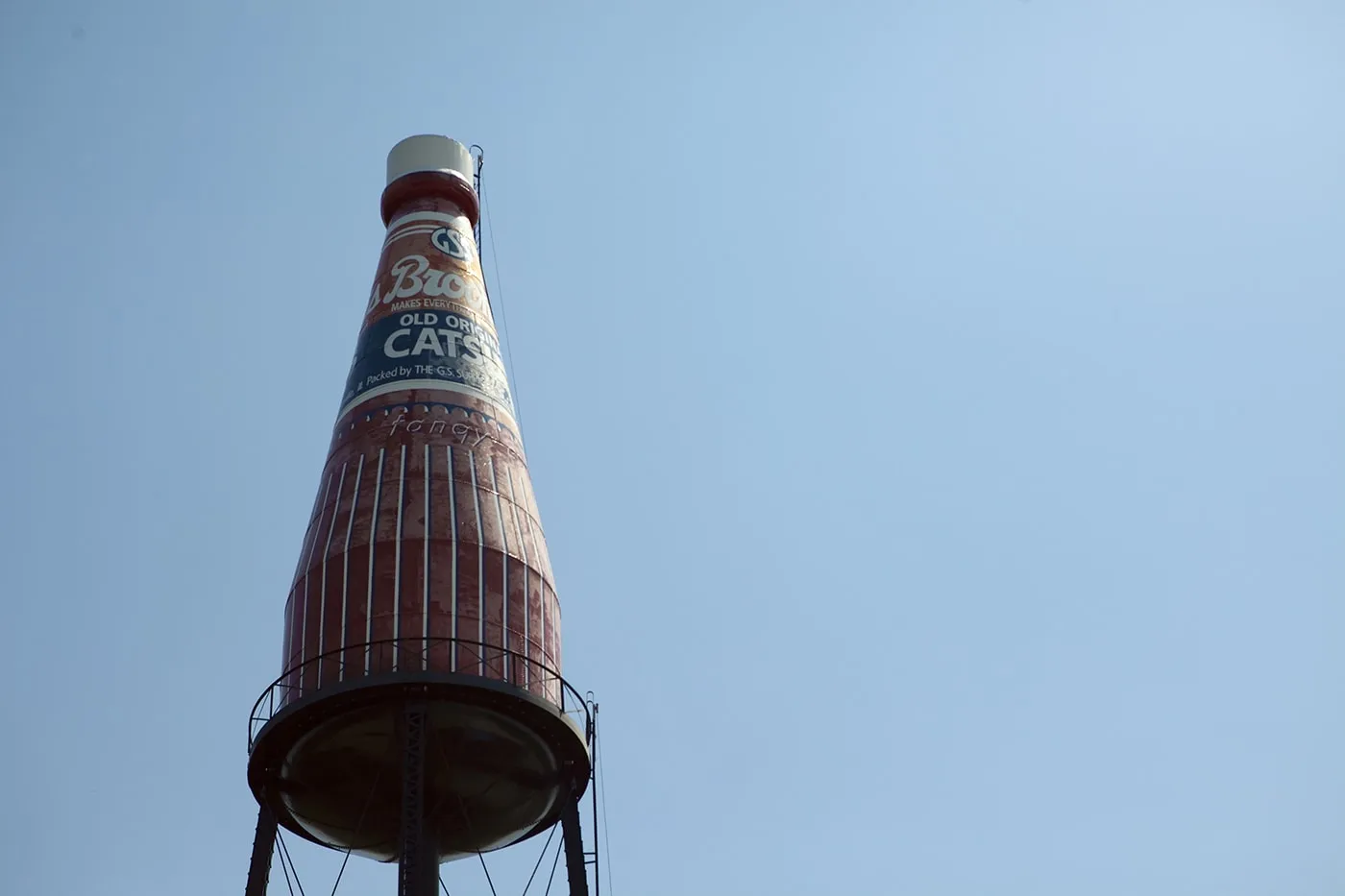 The World's Largest Catsup Bottle, a roadside attraction in Collinsville, Illinois