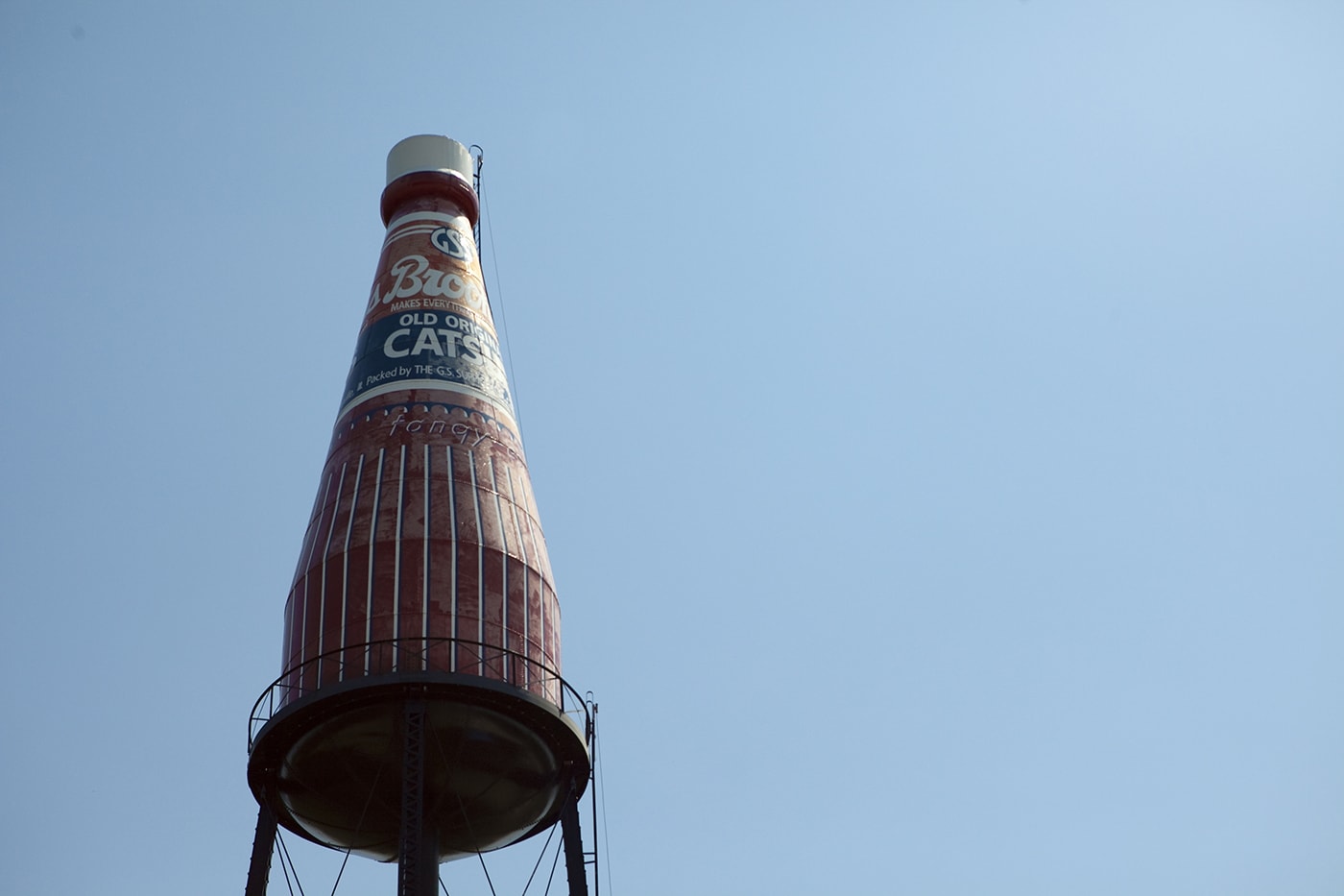 The World's Largest Catsup Bottle, a roadside attraction in Collinsville, Illinois