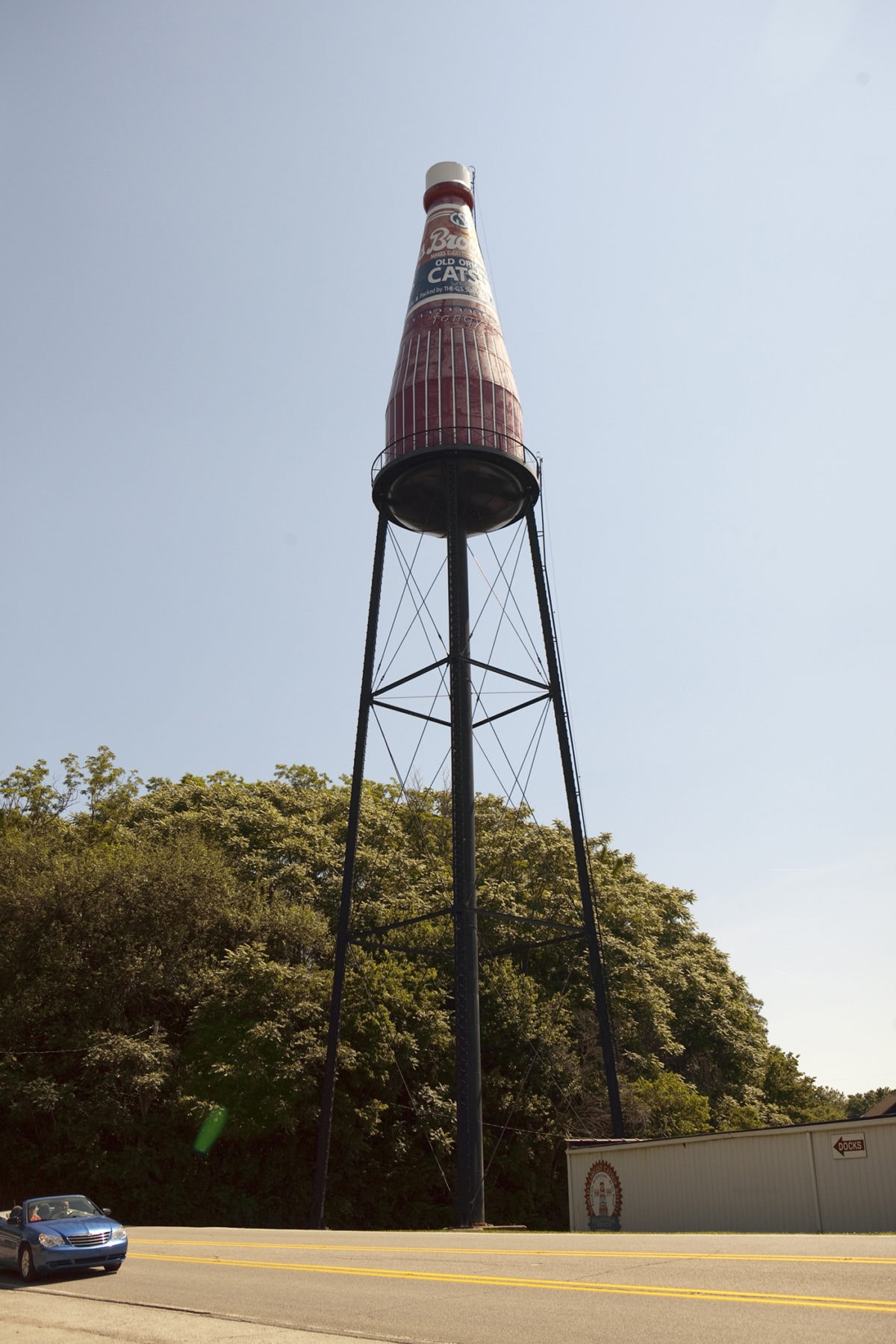 The World's Largest Catsup Bottle, a roadside attraction in Collinsville, Illinois