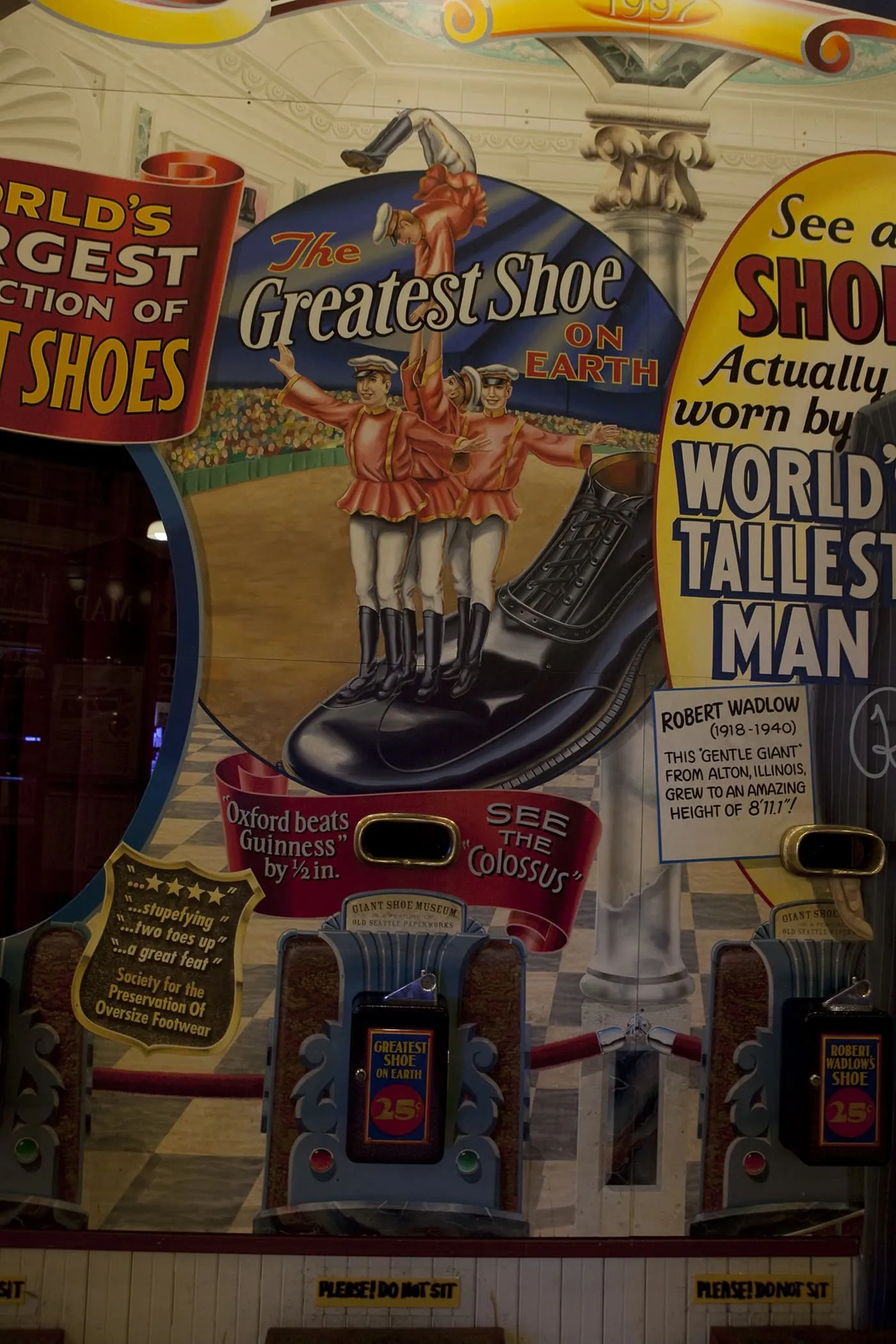 The Greatest Shoe on Earth, the Colossus, at The World Famous Giant Shoe Museum in Pike Place Market in Seattle, Washington.