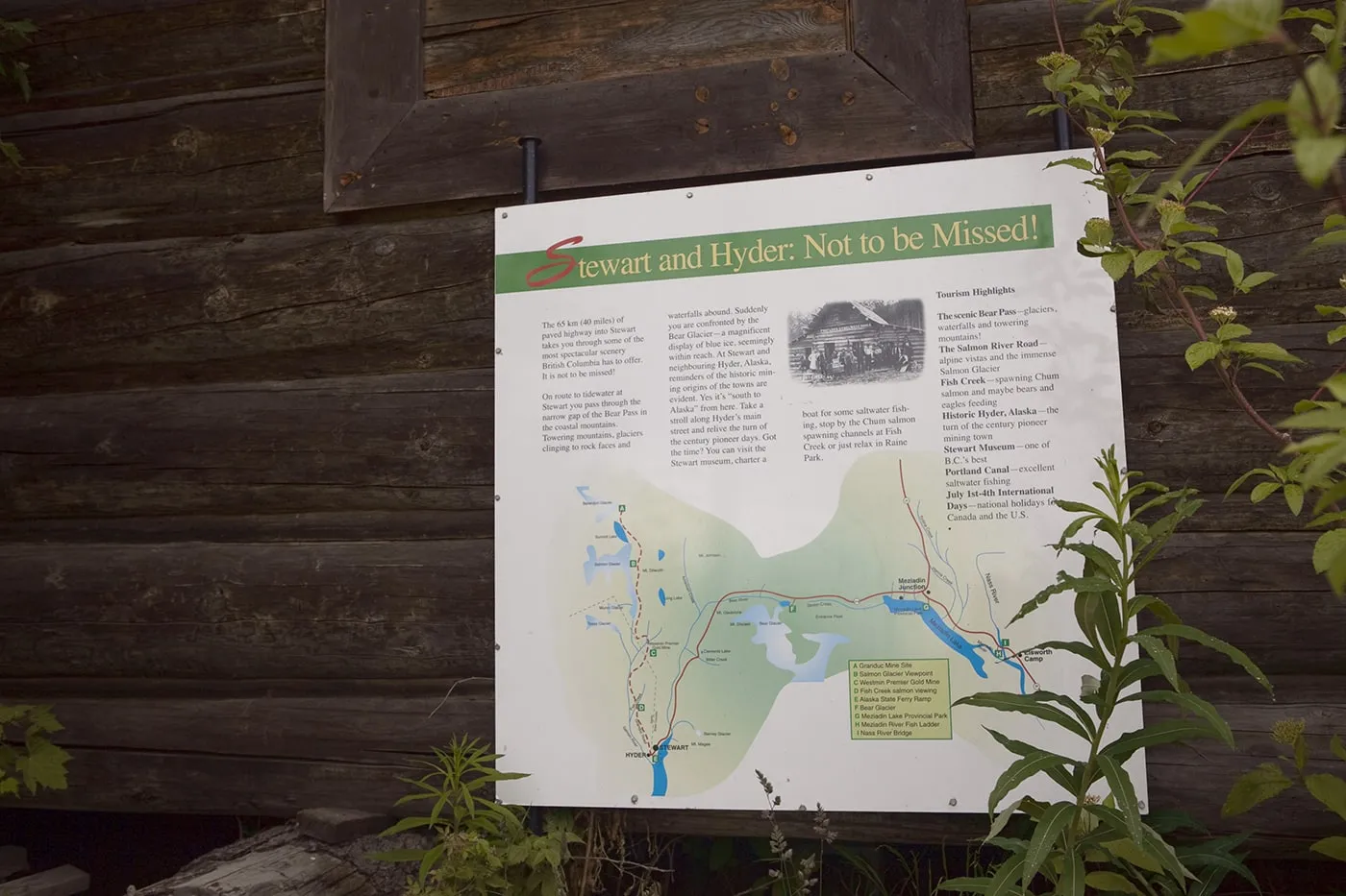 Meziadin Junction, a Hyder, Alaska Visitor Information Center, in British Columbia, Canada.