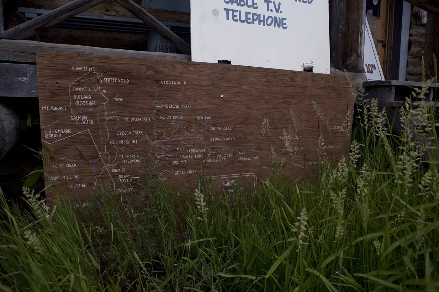 Map of Hyder, Alaska at Meziadin Junction, Visitor Information Center, in British Columbia, Canada.