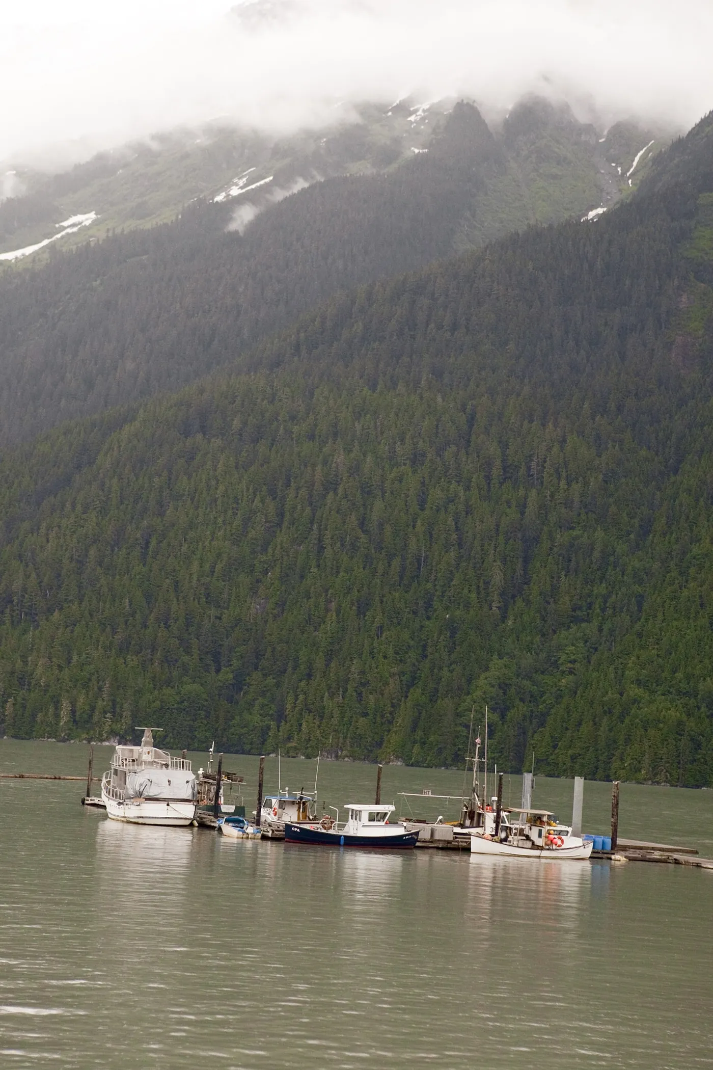 Boats near the pier in Hyder, Alaska.