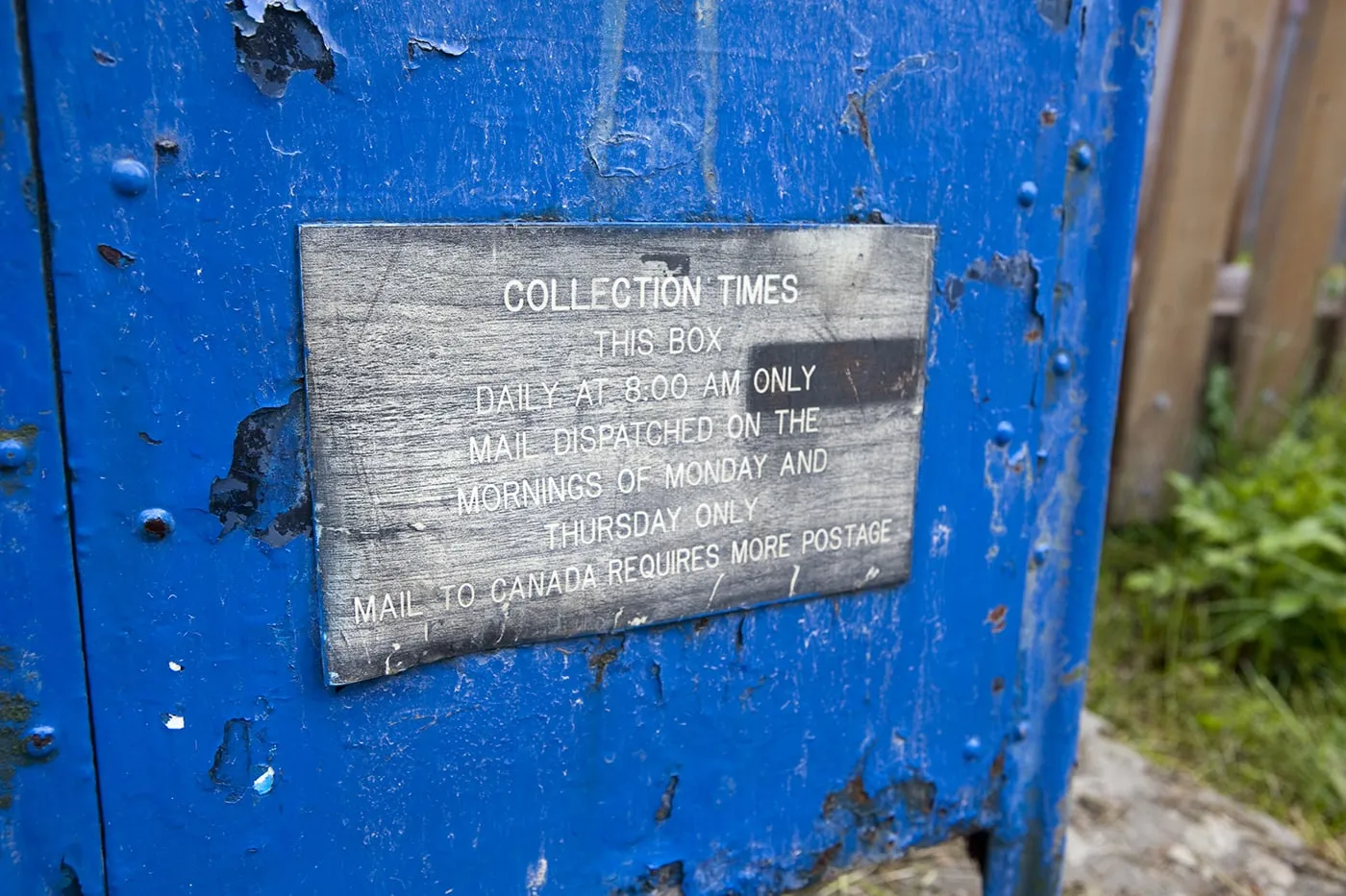 Hyder, Alaska Post Office collection times.