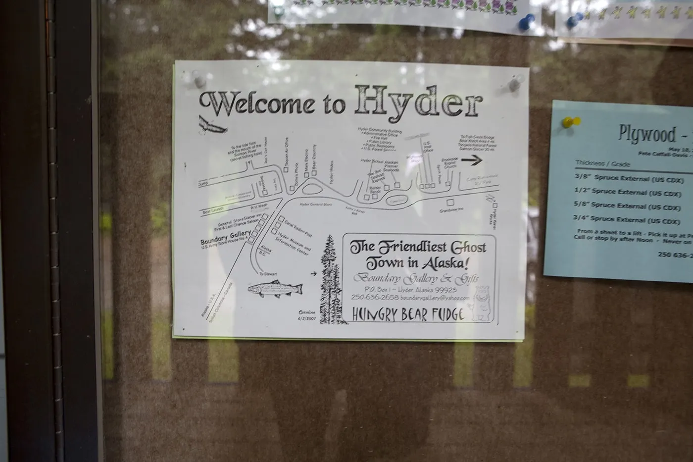 Welcome to Hyder map at the Hyder, Alaska Post Office.