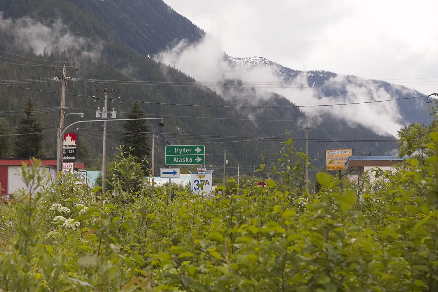 Hyder, Alaska, road sign.