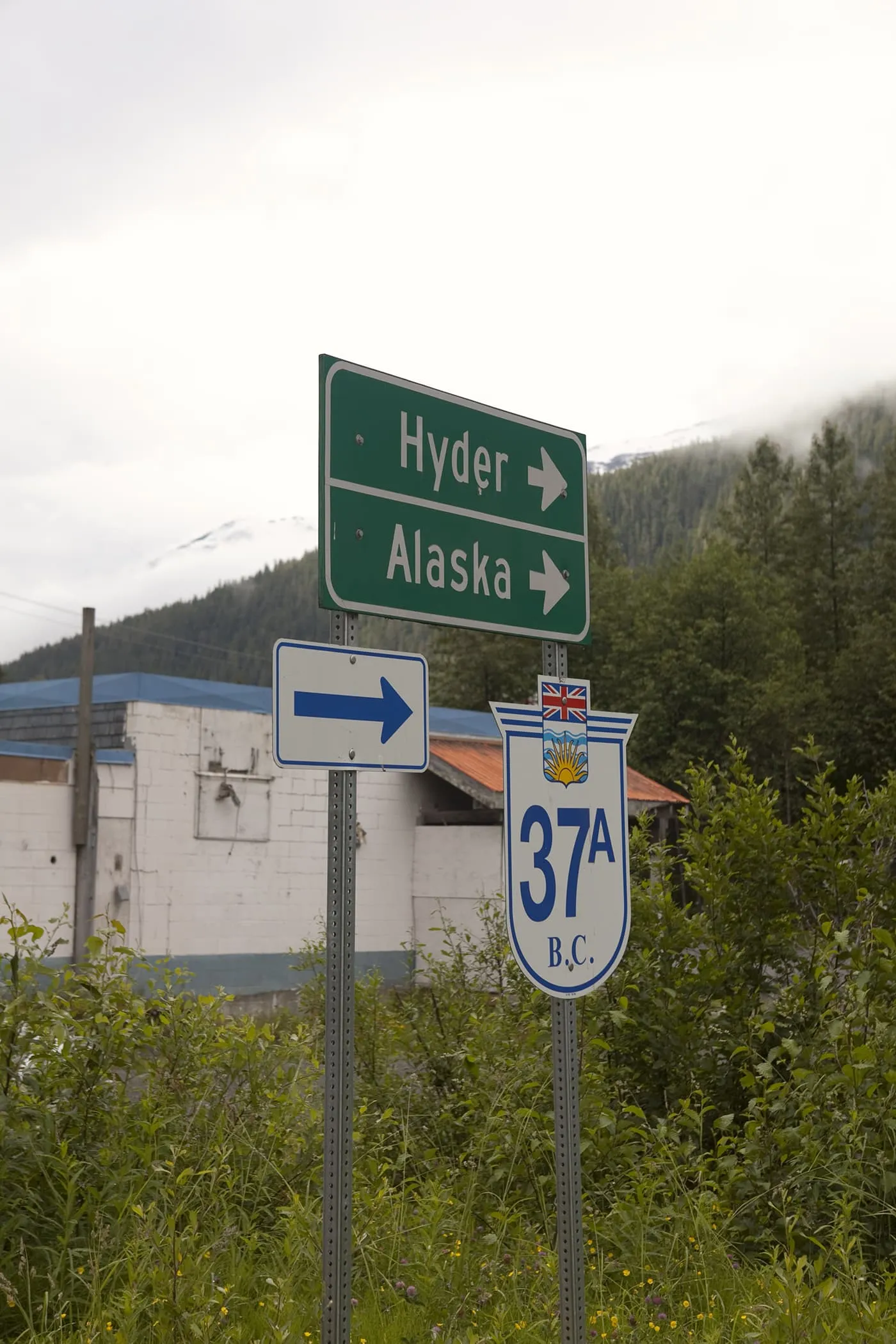 Hyder, Alaska, road sign.