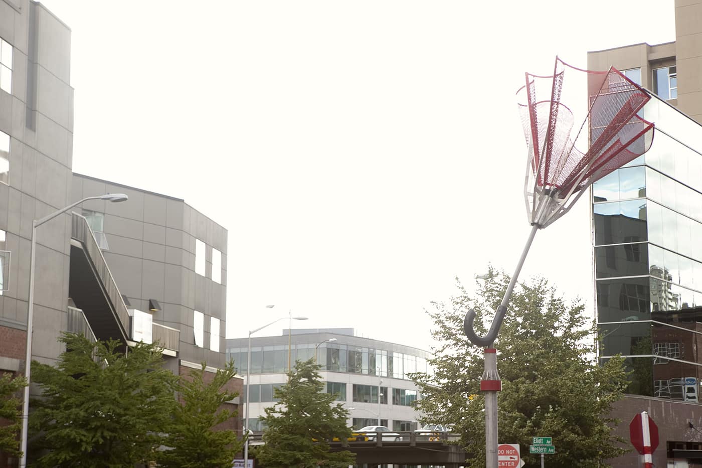 Angie's Umbrella, a sculpture of an upturned umbrella, in Seattle, Washington