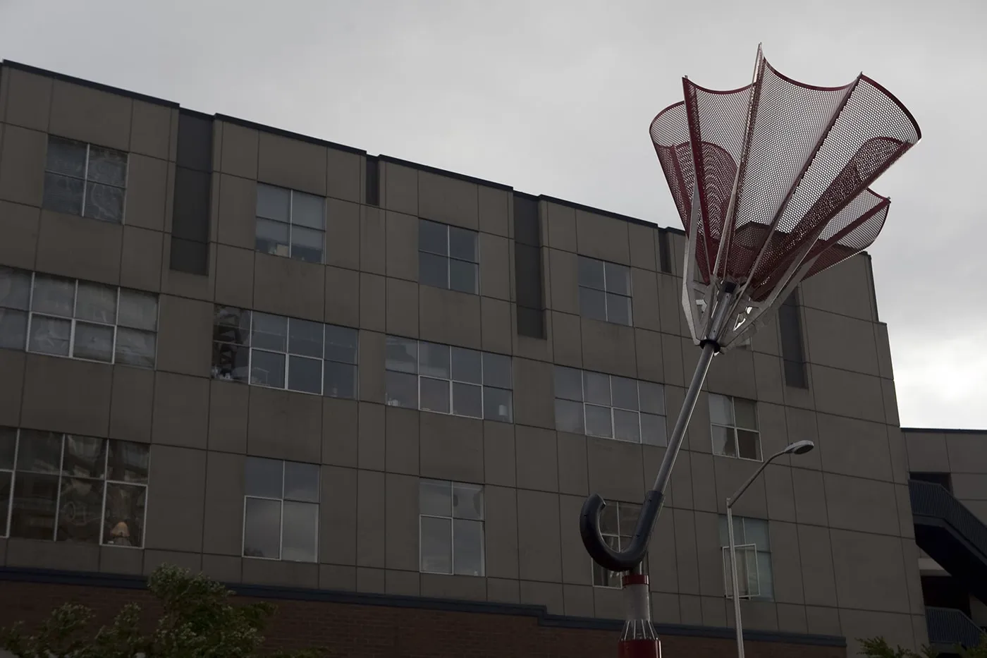 Angie's Umbrella, a sculpture of an upturned umbrella, in Seattle, Washington