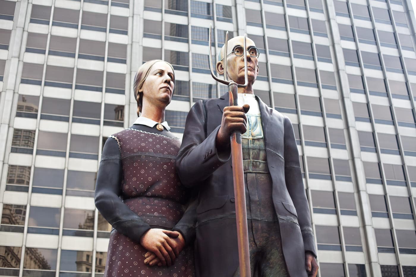 God Bless America - American Gothic Statue by J. Seward Johnson - in Chicago, Illinois.