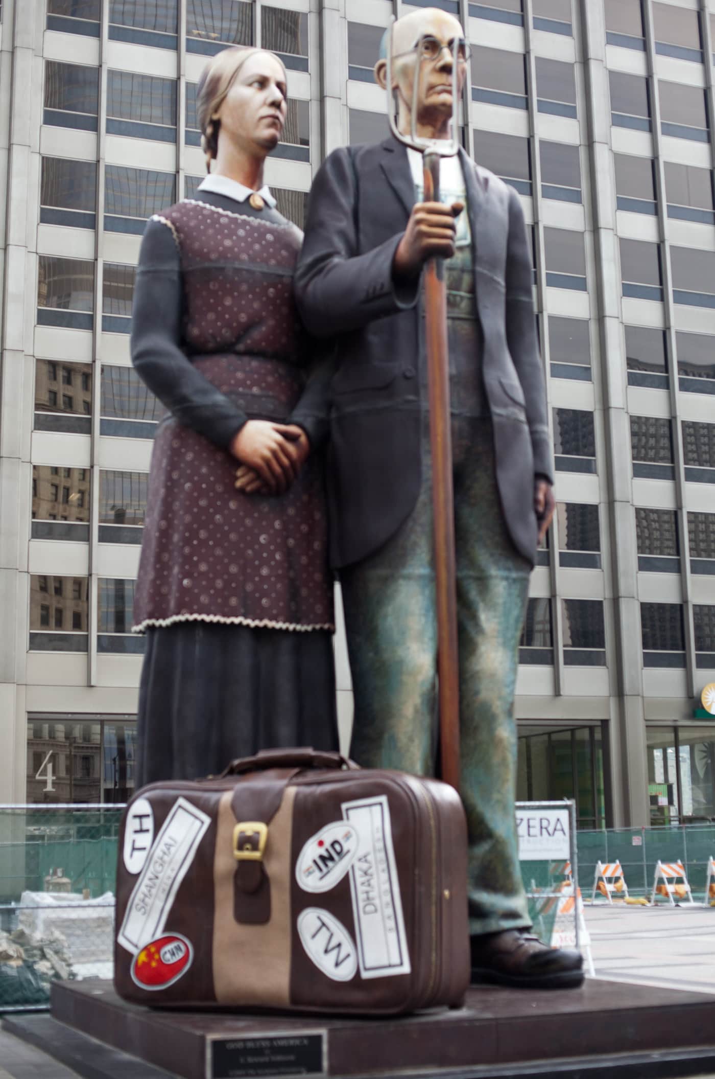 God Bless America - American Gothic Statue by J. Seward Johnson - in Chicago, Illinois.