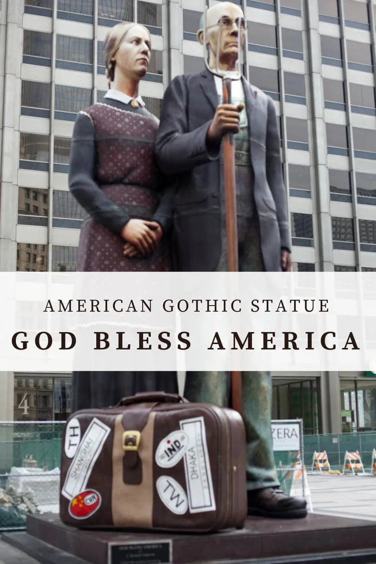 Photos of God Bless America - a giant American Gothic statue based on the Grant Wood painting - that once stood on Michigan Ave. in Chicago, Illinois.
#RoadsideAttraction #RoadsideAttractions #WeirdRoadsideAttractions #VintageRoadsideAttractions #RoadTripStops #WorldsLargestRoadsideAttractions #RoadTrip #USARoadsideAttractions #AmericanRoadsideAttractions #USA #America