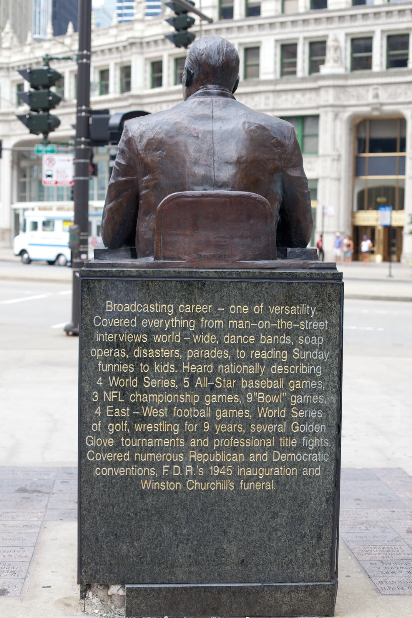 Jack Brickhouse Memorial Statue in Chicago, Illinois.