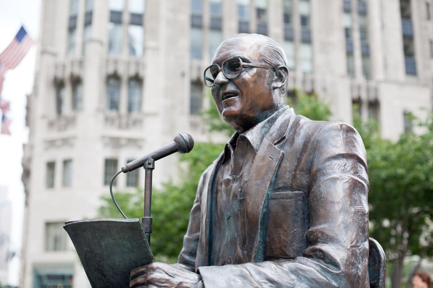 Jack Brickhouse Memorial Statue in Chicago, Illinois.