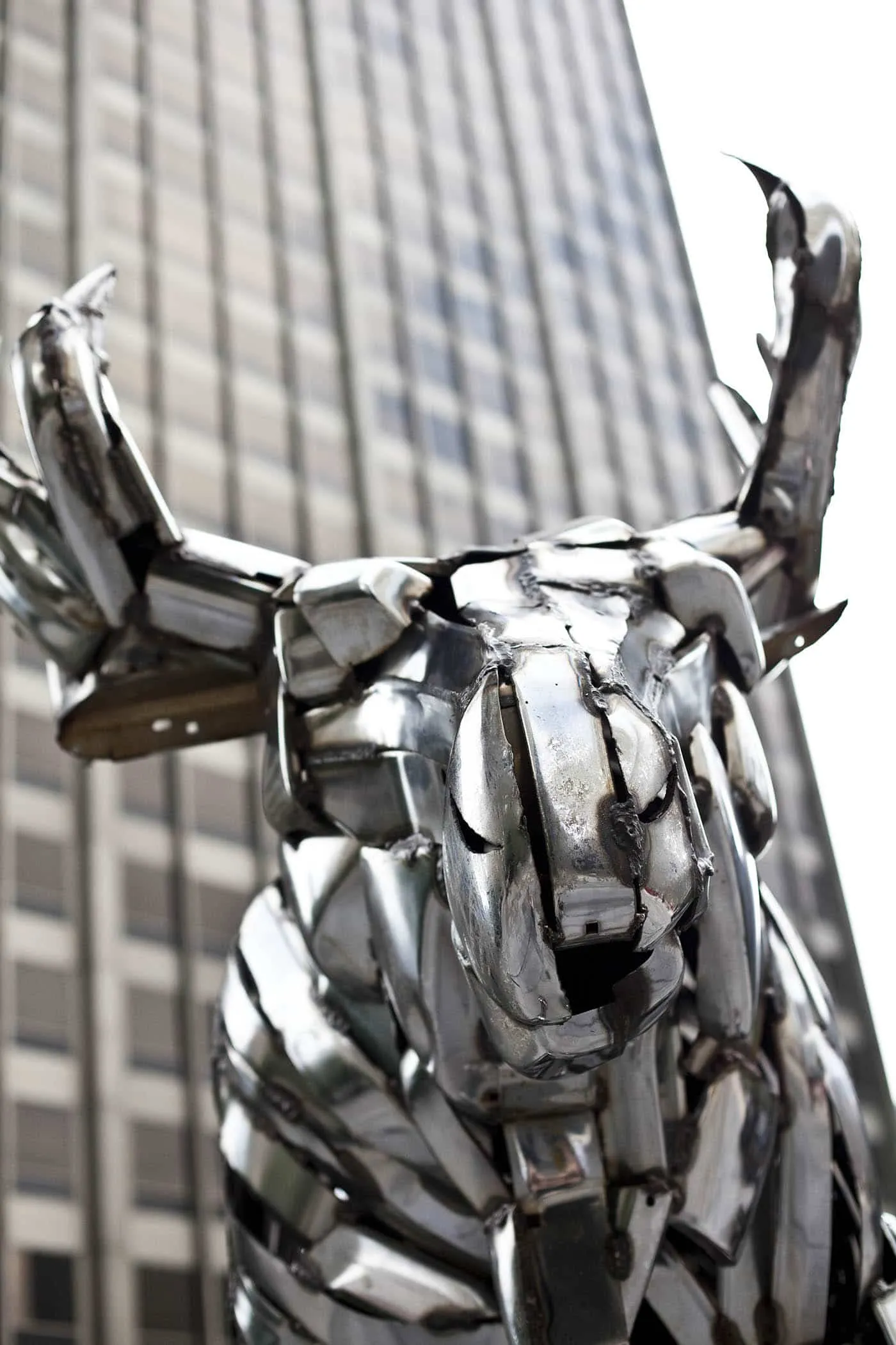 Moose (W-02-03), a chrome moose statue on Michigan Ave. in Chicago, Illinois.