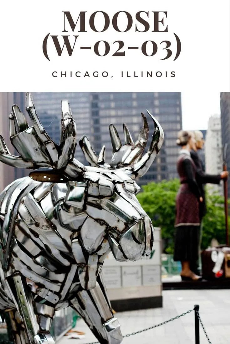 Moose (W-02-03), a chrome moose statue on Michigan Ave. in Chicago, Illinois.